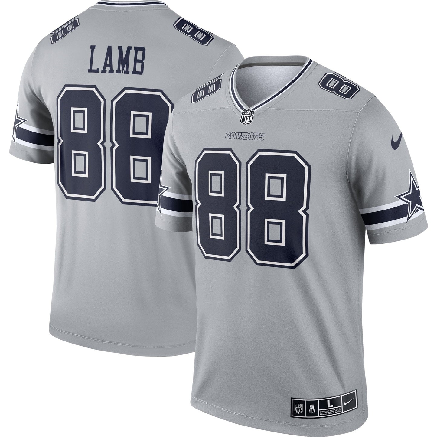 Men's Nike CeeDee Lamb Gray Dallas Cowboys Inverted Legend Jersey