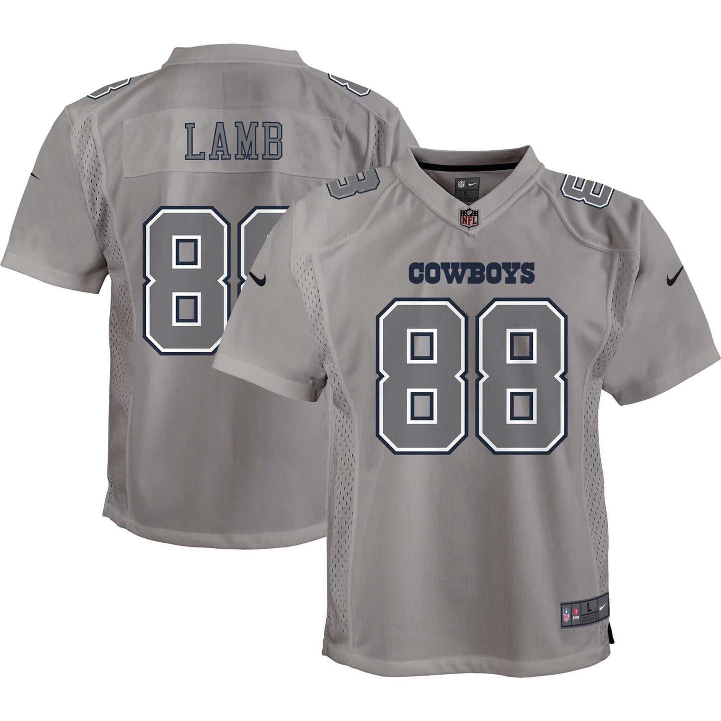 Youth Nike CeeDee Lamb Gray Dallas Cowboys Atmosphere Game Jersey