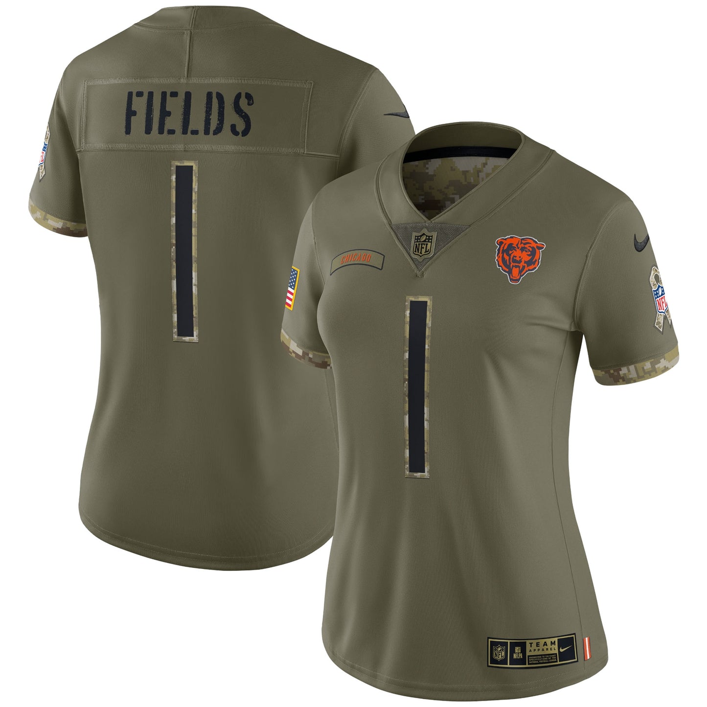 Justin Fields Chicago Bears Nike Women's 2022 Salute To Service Limited Jersey - Olive