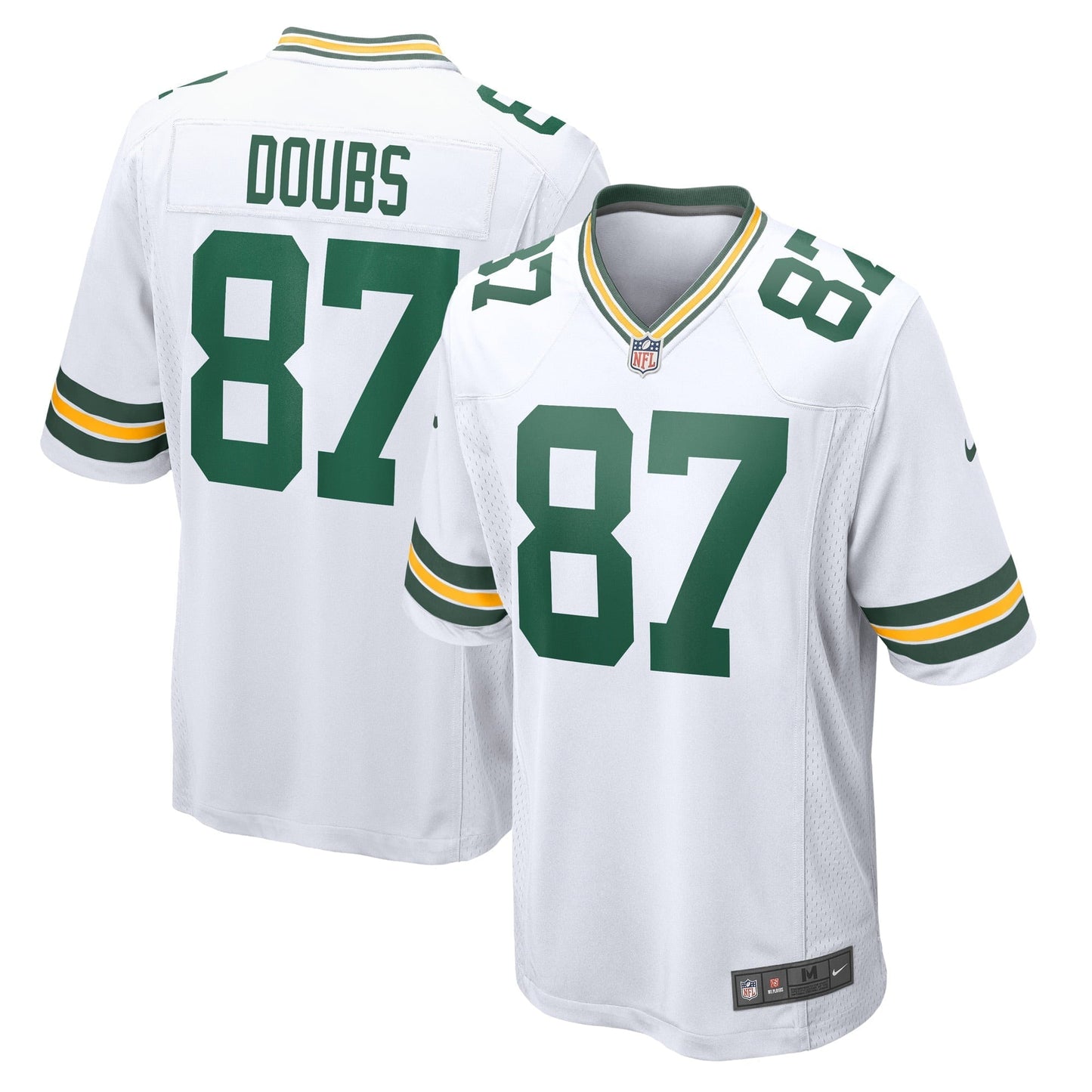 Men's Nike Romeo Doubs White Green Bay Packers Game Player Jersey