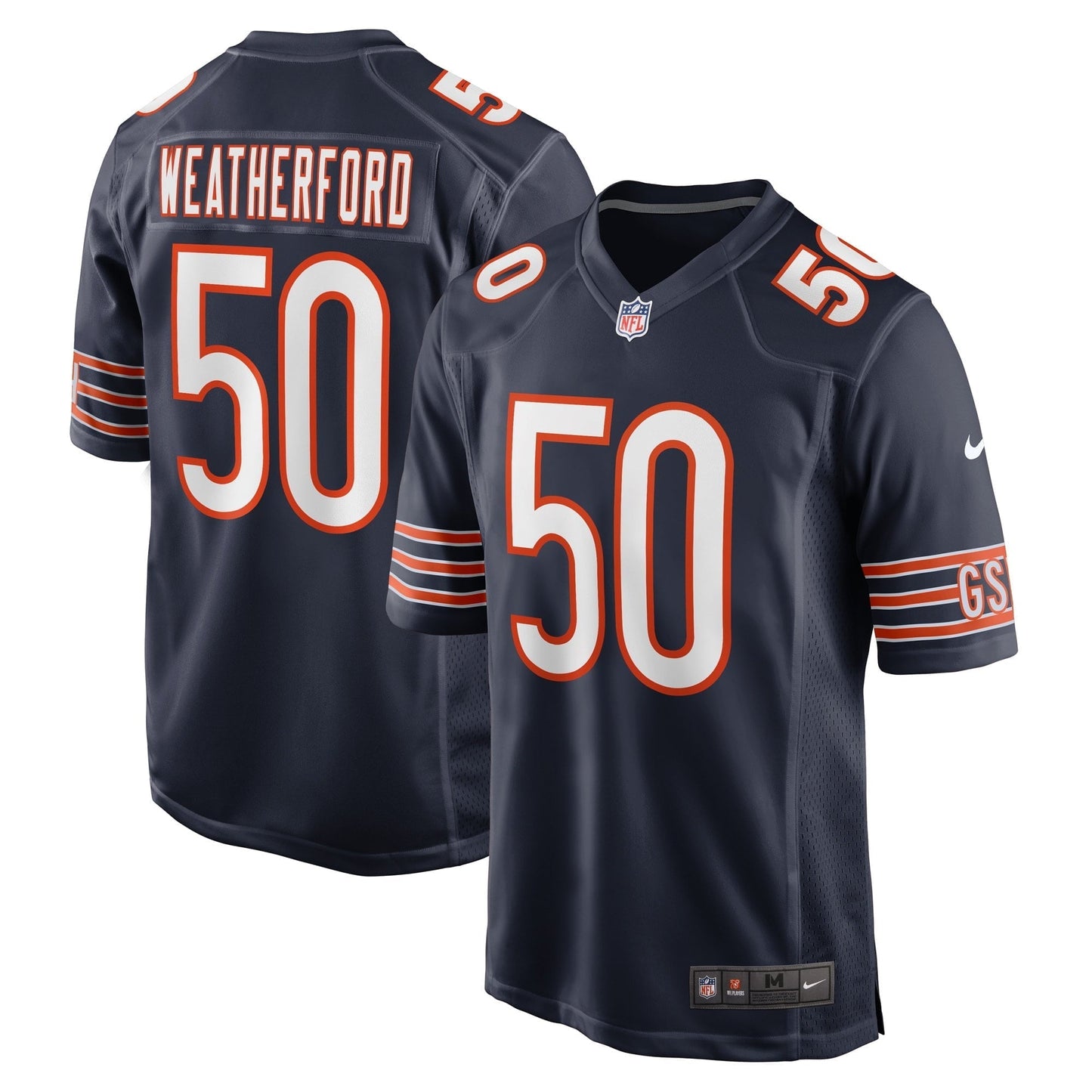 Men's Nike Sterling Weatherford Navy Chicago Bears Game Player Jersey